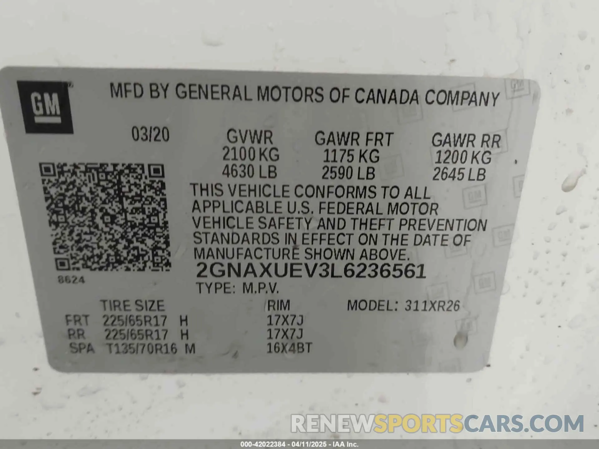 9 Photograph of a damaged car 2GNAXUEV3L6236561 CHEVROLET EQUINOX 2020