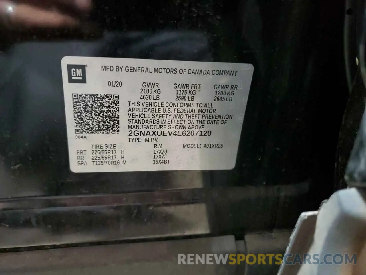 13 Photograph of a damaged car 2GNAXUEV4L6207120 CHEVROLET EQUINOX 2020