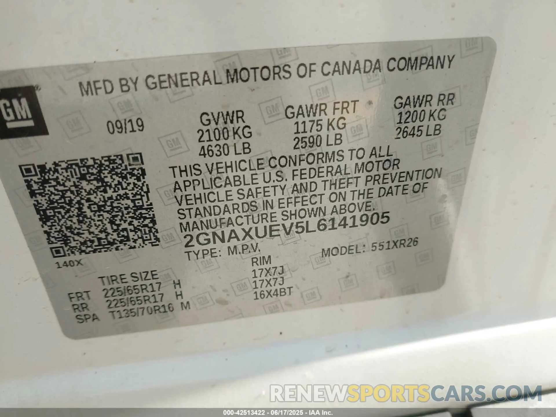 9 Photograph of a damaged car 2GNAXUEV5L6141905 CHEVROLET EQUINOX 2020