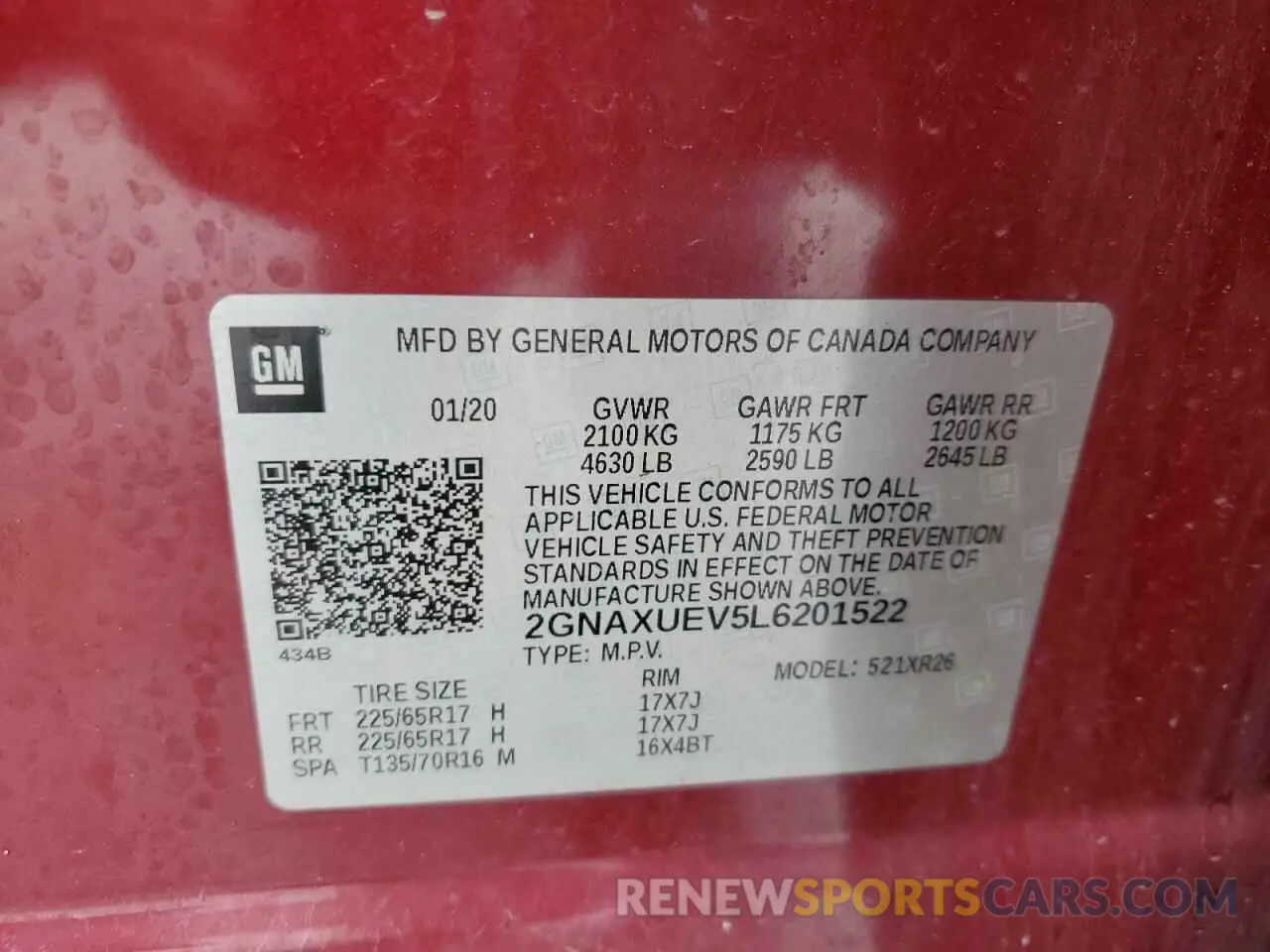 13 Photograph of a damaged car 2GNAXUEV5L6201522 CHEVROLET EQUINOX 2020