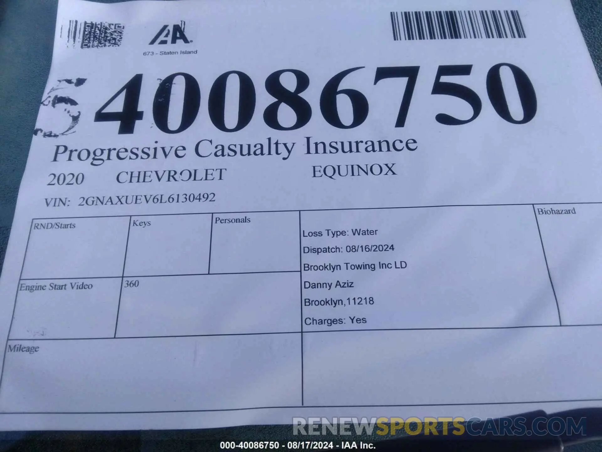 12 Photograph of a damaged car 2GNAXUEV6L6130492 CHEVROLET EQUINOX 2020
