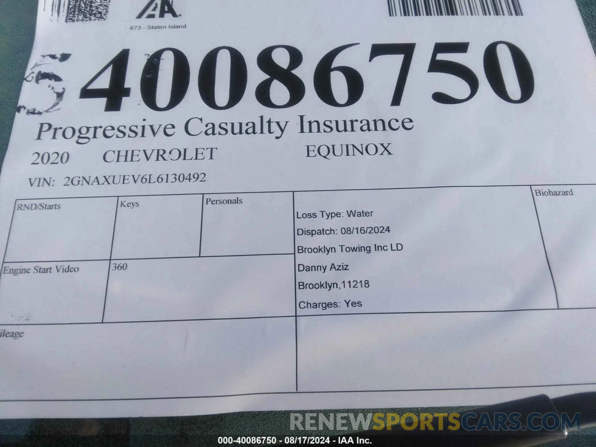 13 Photograph of a damaged car 2GNAXUEV6L6130492 CHEVROLET EQUINOX 2020