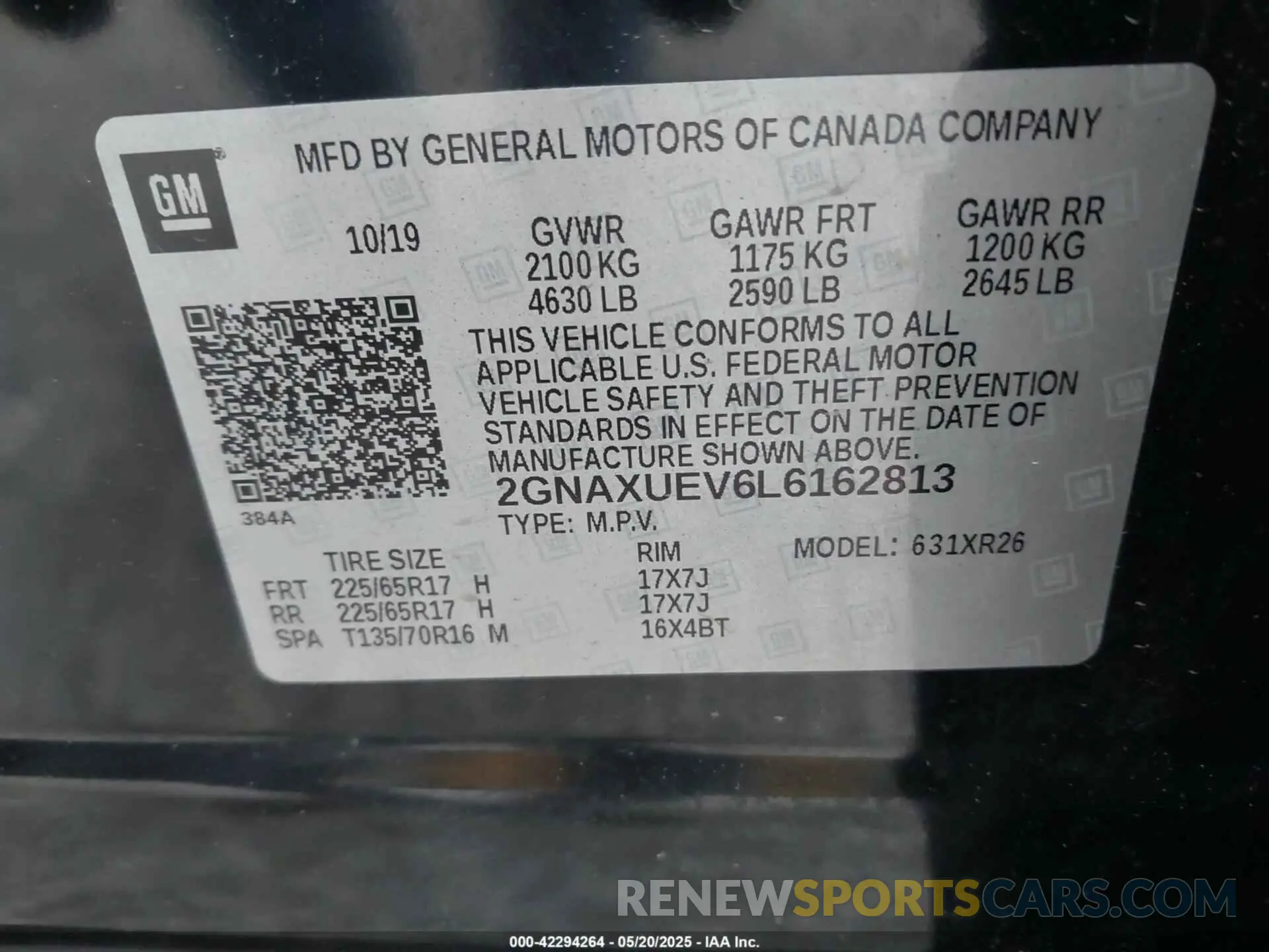 9 Photograph of a damaged car 2GNAXUEV6L6162813 CHEVROLET EQUINOX 2020