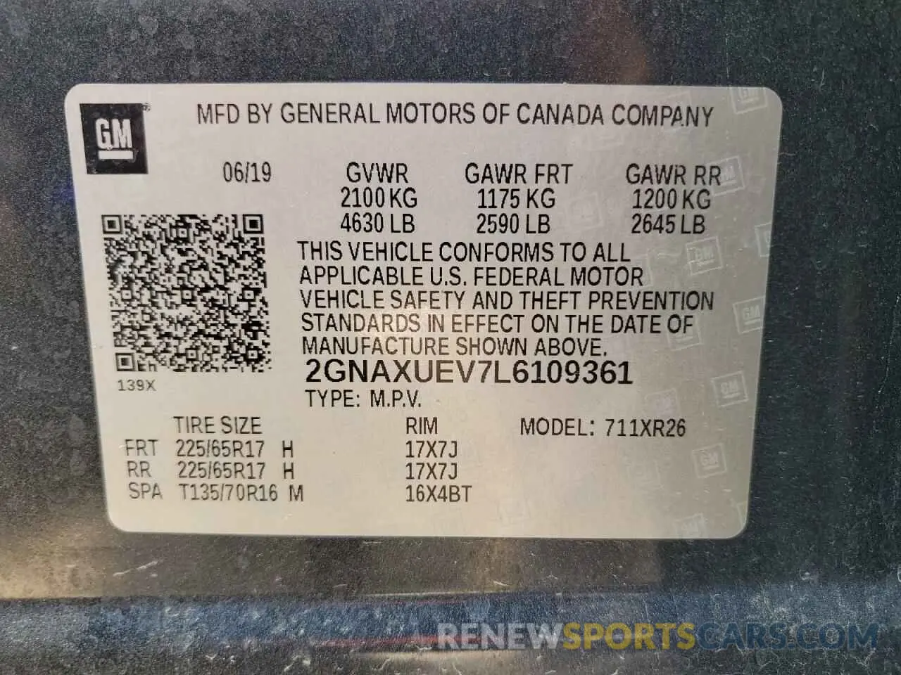 12 Photograph of a damaged car 2GNAXUEV7L6109361 CHEVROLET EQUINOX 2020
