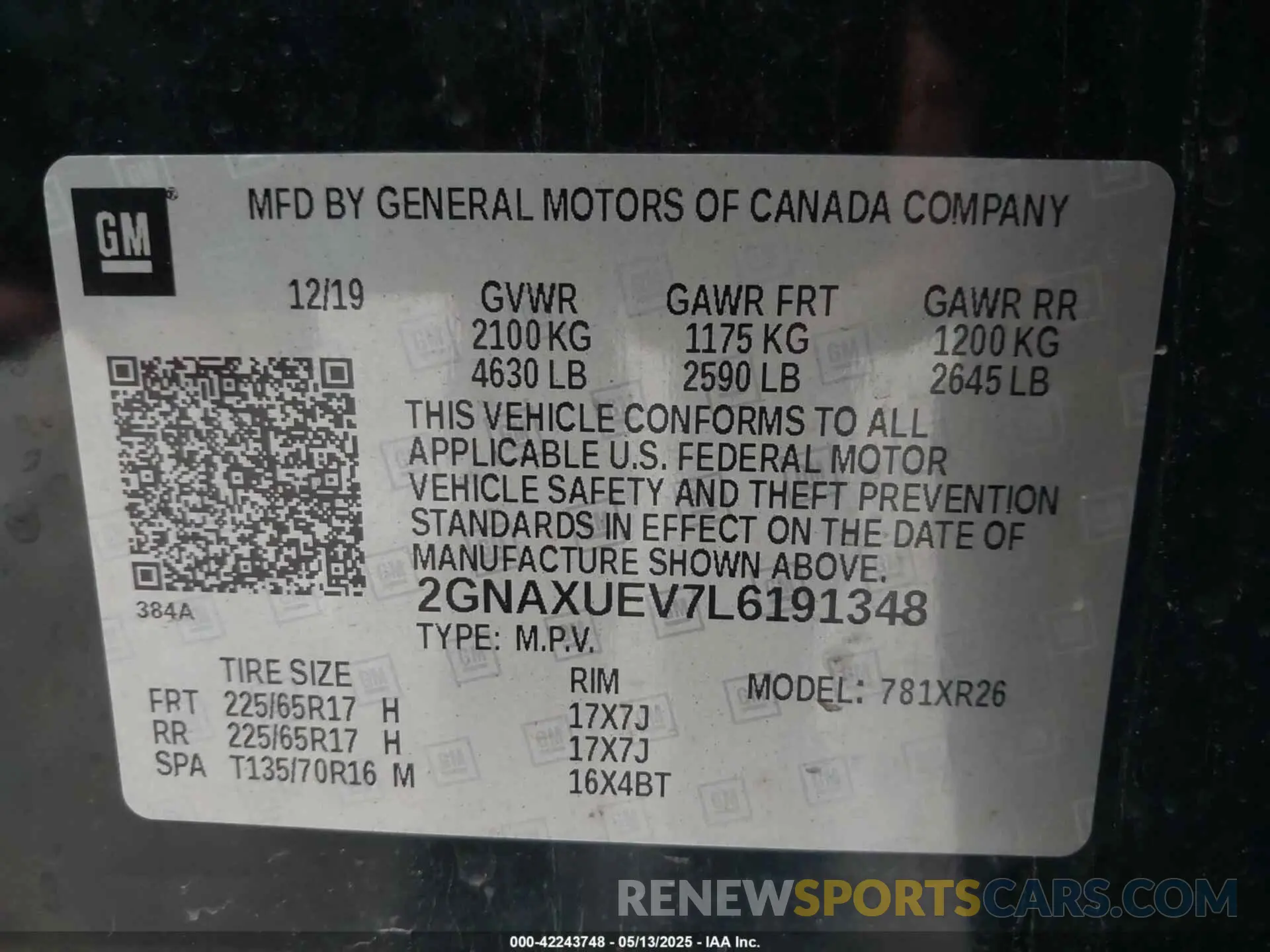 9 Photograph of a damaged car 2GNAXUEV7L6191348 CHEVROLET EQUINOX 2020