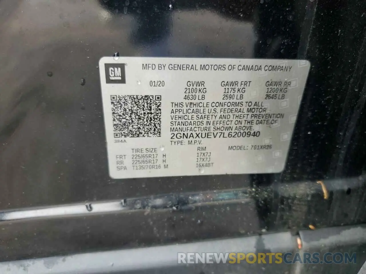 13 Photograph of a damaged car 2GNAXUEV7L6200940 CHEVROLET EQUINOX 2020