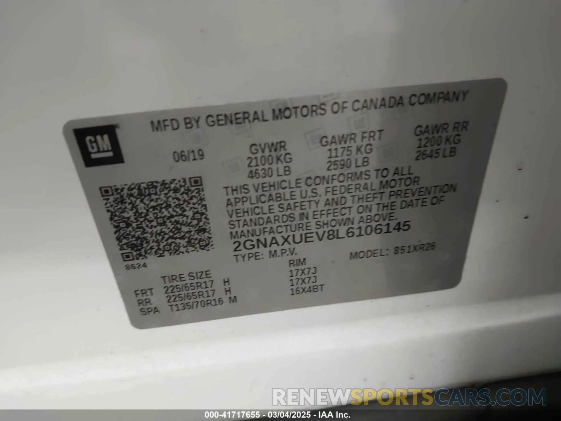 9 Photograph of a damaged car 2GNAXUEV8L6106145 CHEVROLET EQUINOX 2020