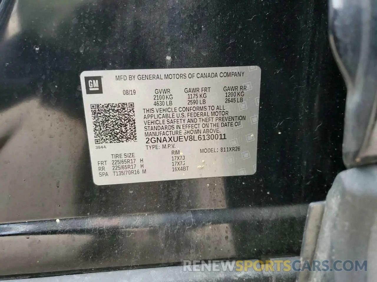 14 Photograph of a damaged car 2GNAXUEV8L6130011 CHEVROLET EQUINOX 2020