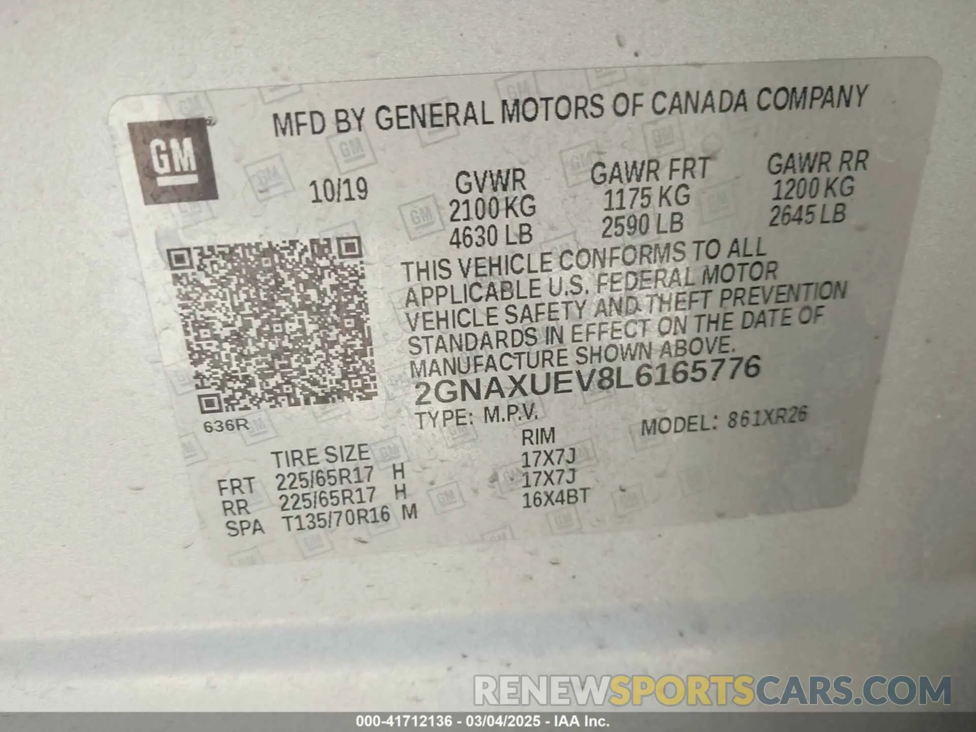 9 Photograph of a damaged car 2GNAXUEV8L6165776 CHEVROLET EQUINOX 2020