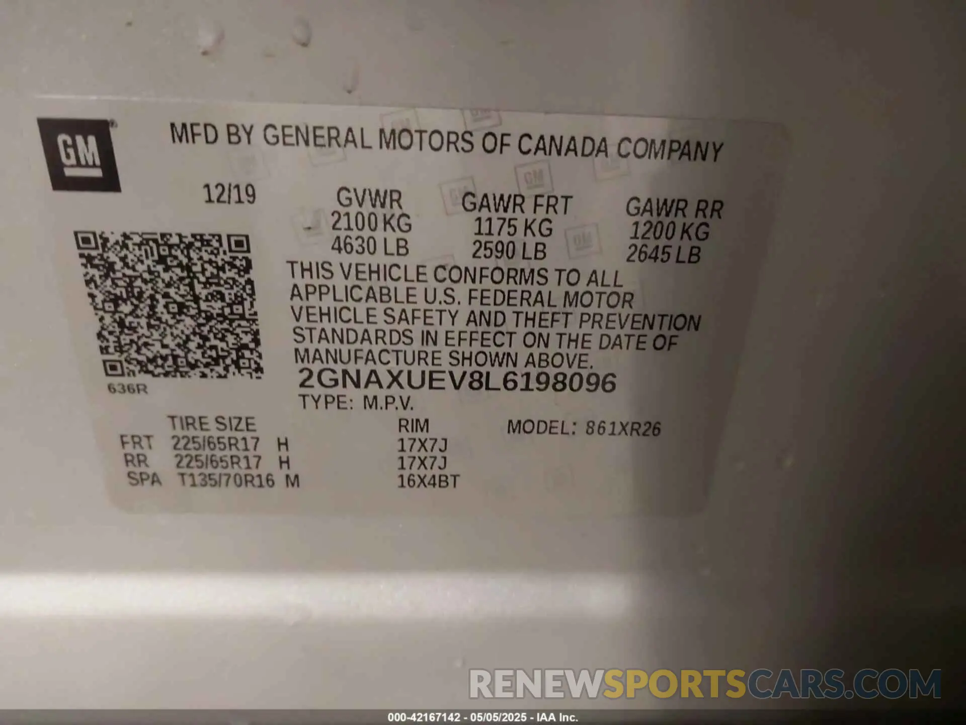 9 Photograph of a damaged car 2GNAXUEV8L6198096 CHEVROLET EQUINOX 2020