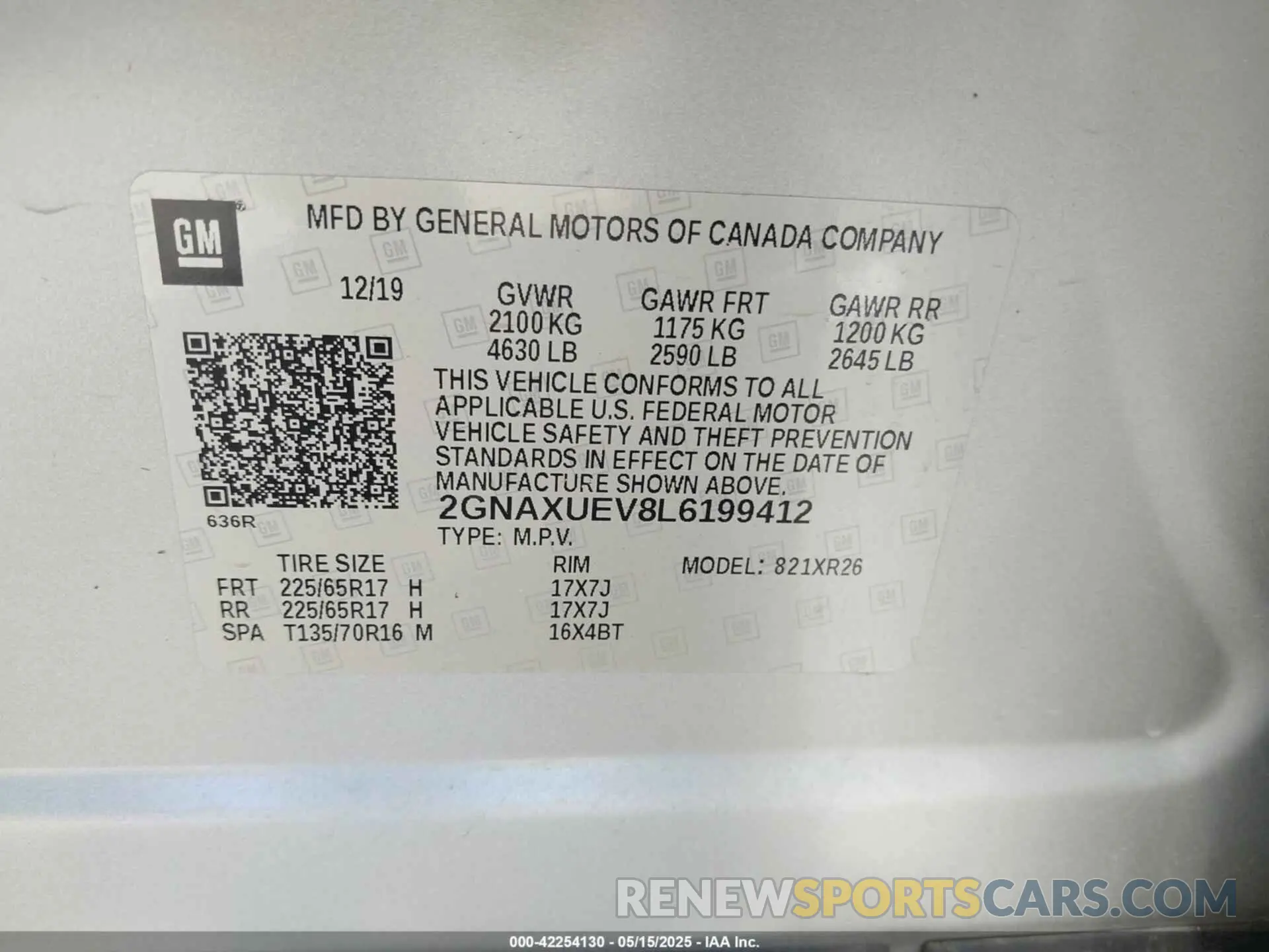 9 Photograph of a damaged car 2GNAXUEV8L6199412 CHEVROLET EQUINOX 2020