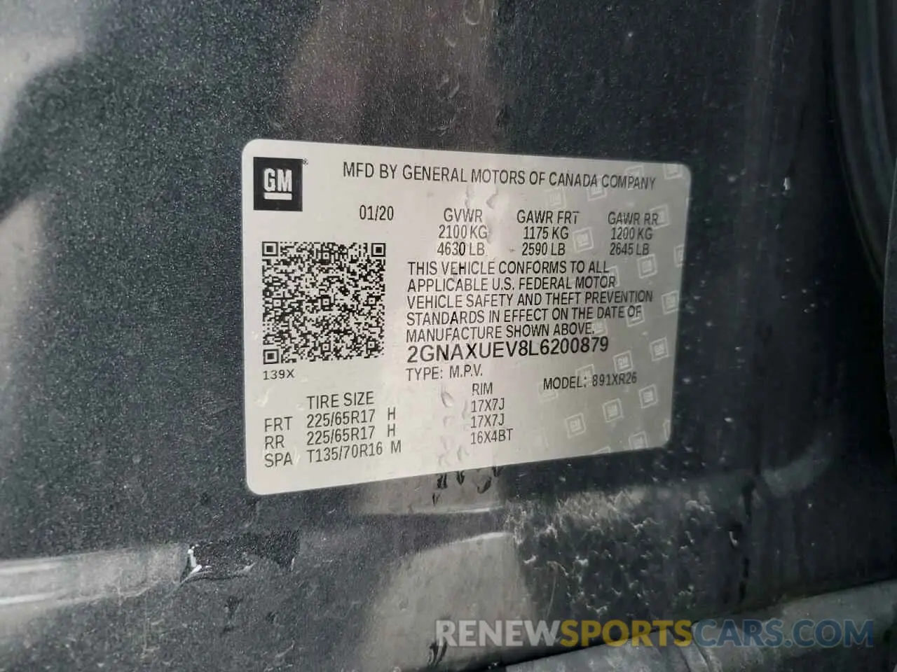 13 Photograph of a damaged car 2GNAXUEV8L6200879 CHEVROLET EQUINOX 2020