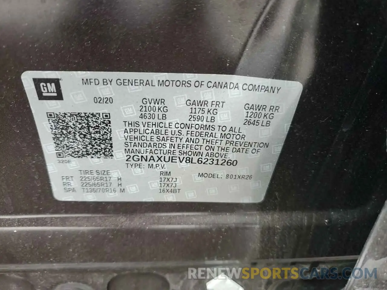 15 Photograph of a damaged car 2GNAXUEV8L6231260 CHEVROLET EQUINOX 2020