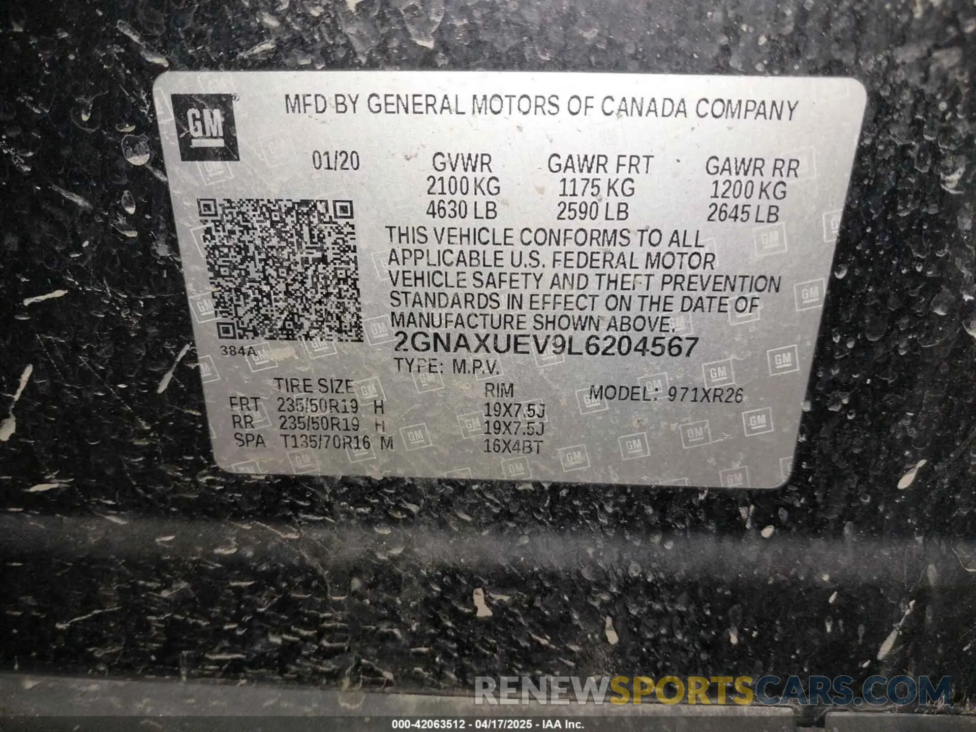 9 Photograph of a damaged car 2GNAXUEV9L6204567 CHEVROLET EQUINOX 2020