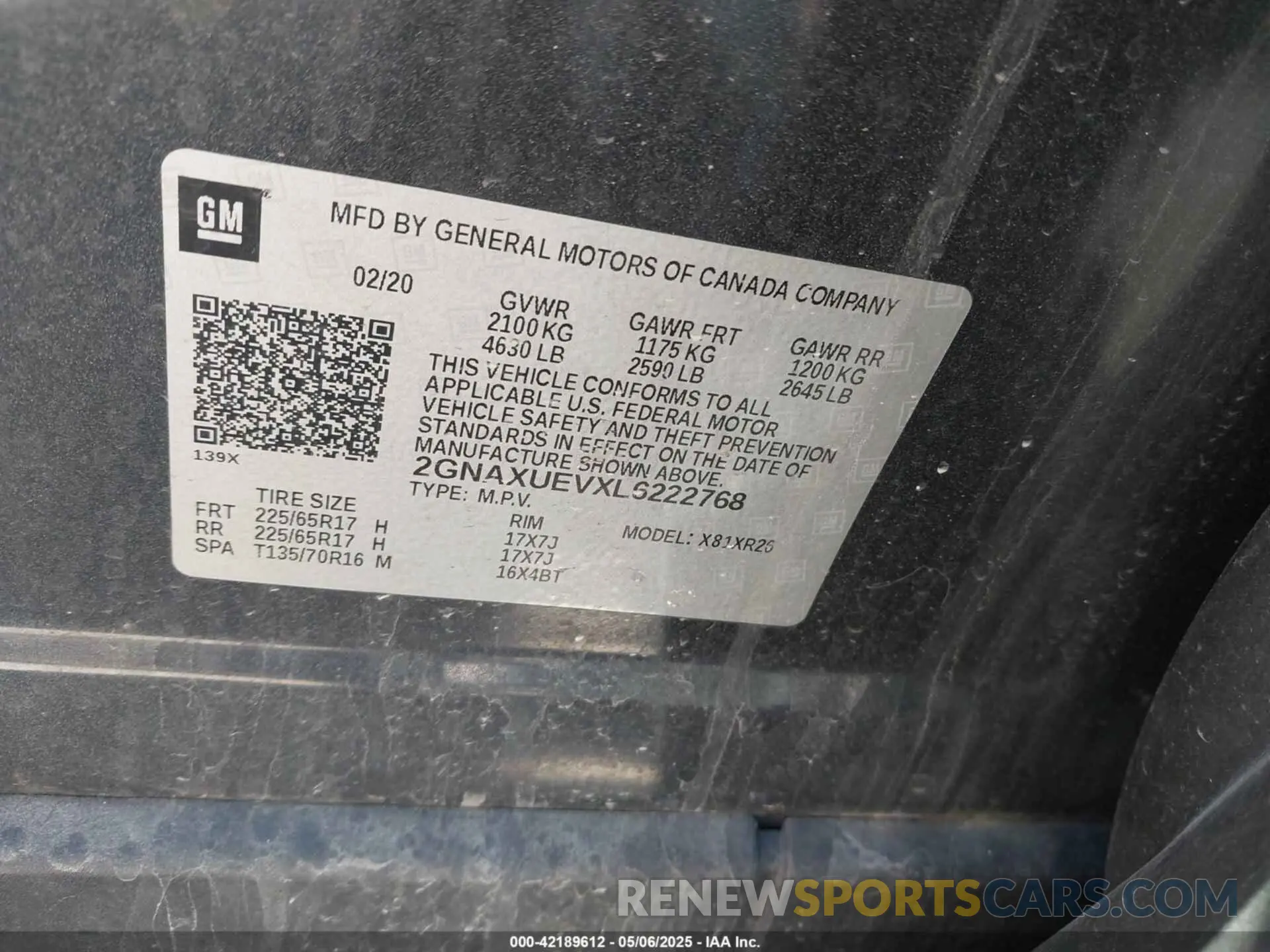 9 Photograph of a damaged car 2GNAXUEVXL6222768 CHEVROLET EQUINOX 2020