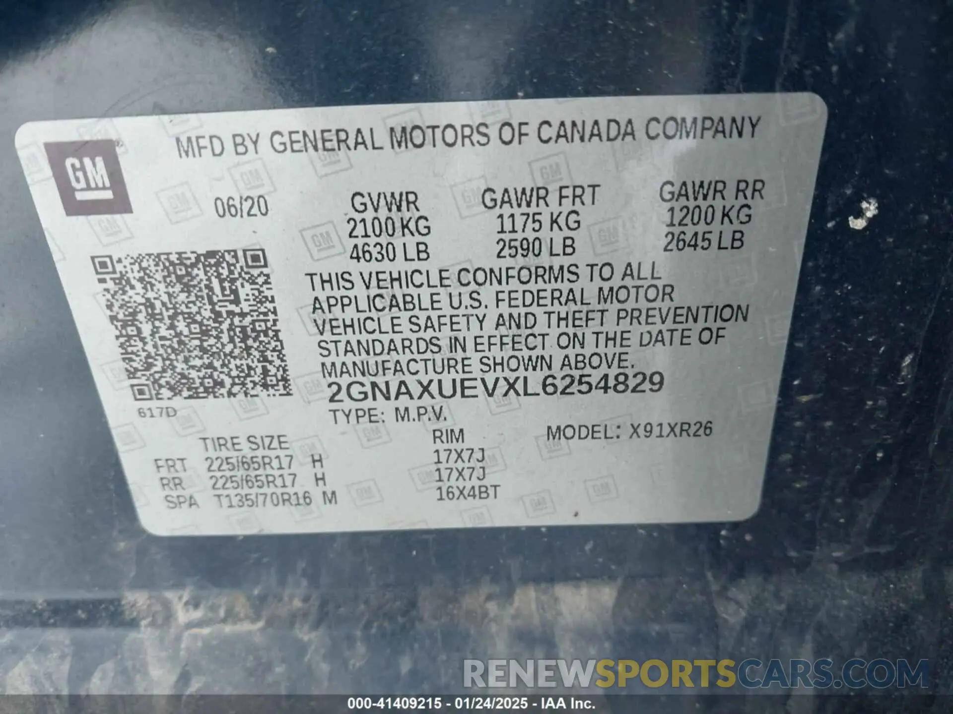 9 Photograph of a damaged car 2GNAXUEVXL6254829 CHEVROLET EQUINOX 2020