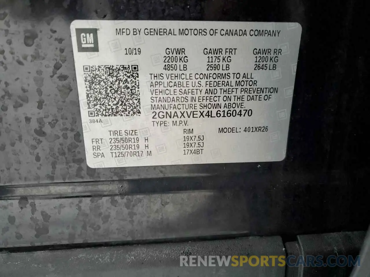 12 Photograph of a damaged car 2GNAXVEX4L6160470 CHEVROLET EQUINOX 2020