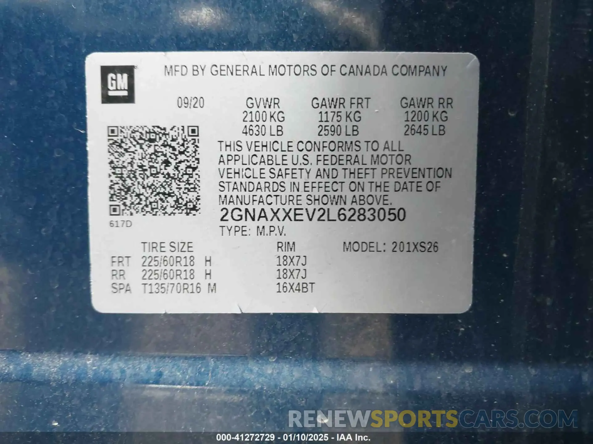 9 Photograph of a damaged car 2GNAXXEV2L6283050 CHEVROLET EQUINOX 2020