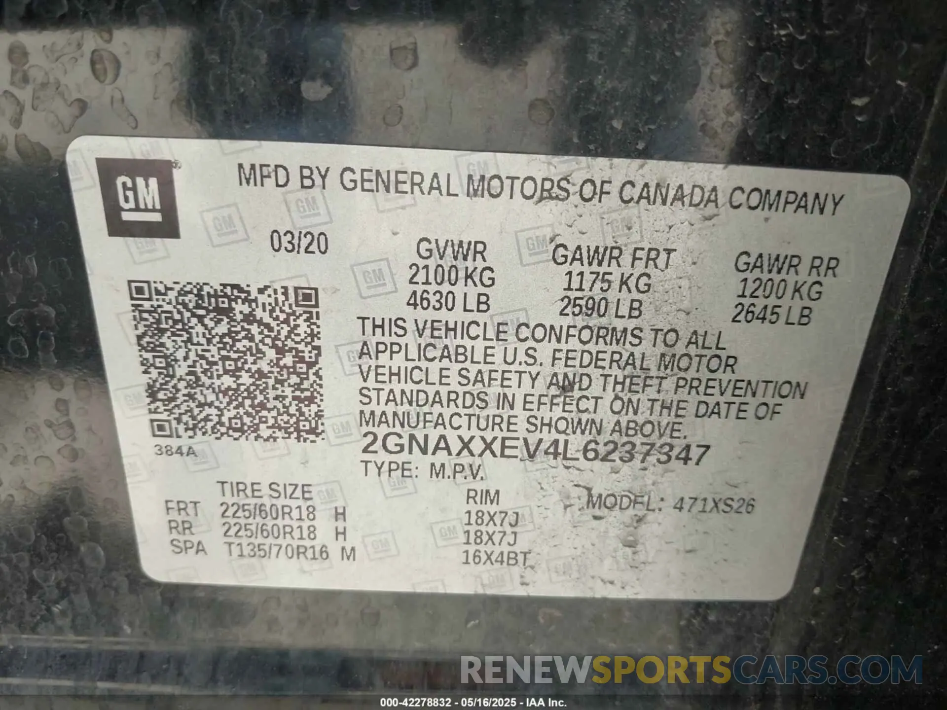 9 Photograph of a damaged car 2GNAXXEV4L6237347 CHEVROLET EQUINOX 2020