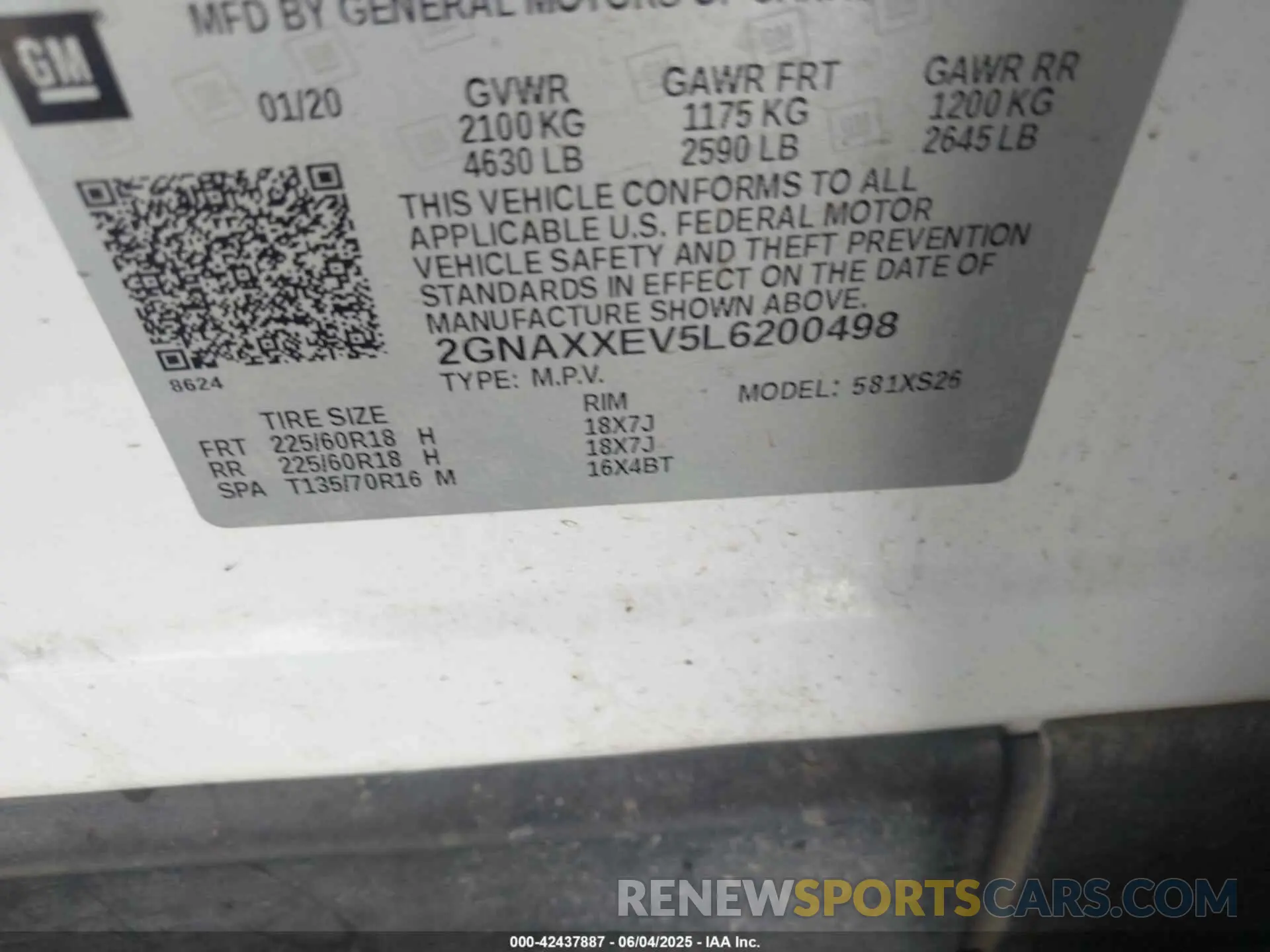 9 Photograph of a damaged car 2GNAXXEV5L6200498 CHEVROLET EQUINOX 2020