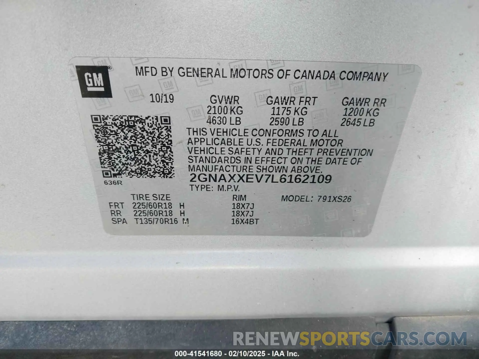 9 Photograph of a damaged car 2GNAXXEV7L6162109 CHEVROLET EQUINOX 2020