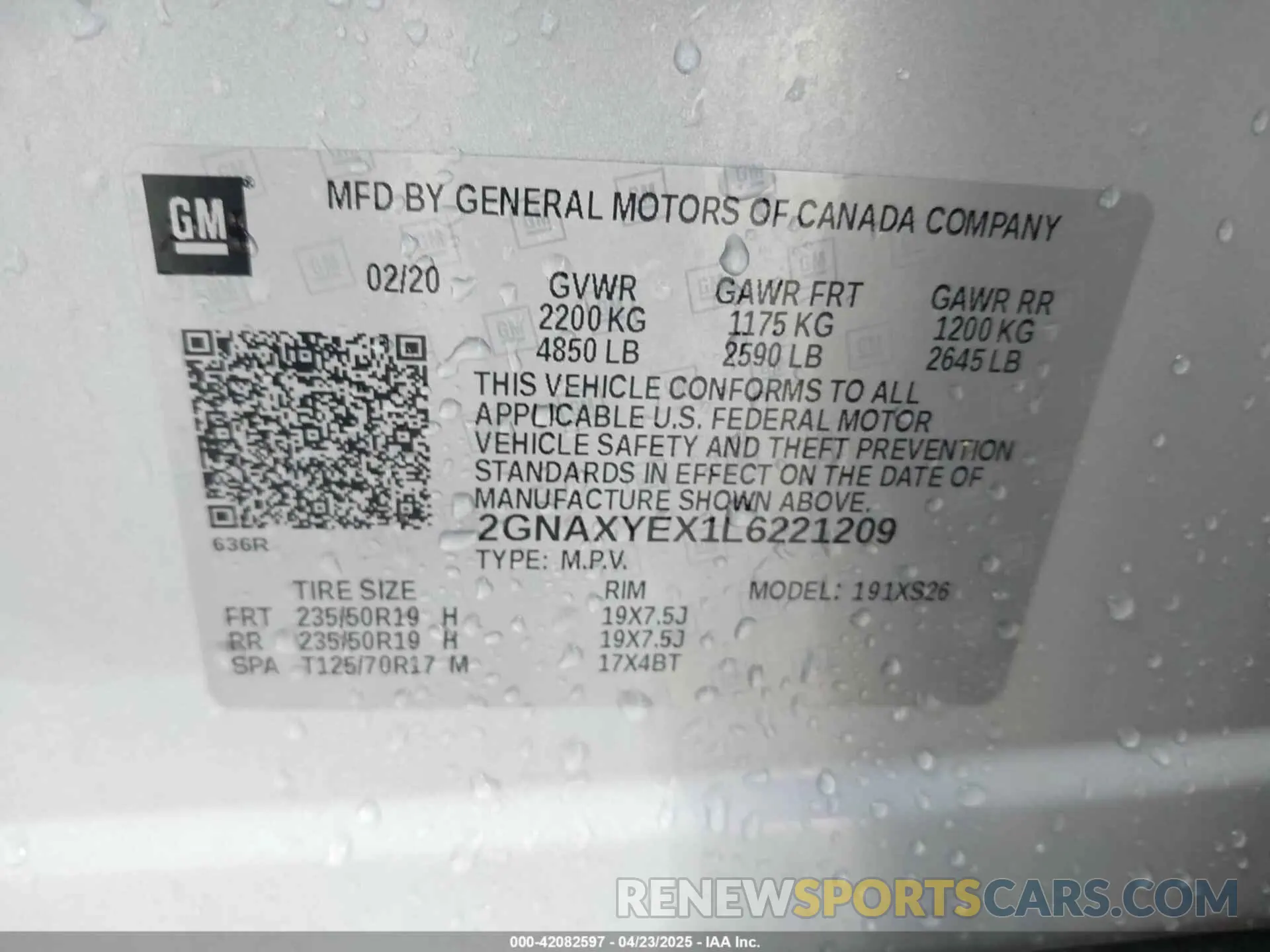 9 Photograph of a damaged car 2GNAXYEX1L6221209 CHEVROLET EQUINOX 2020