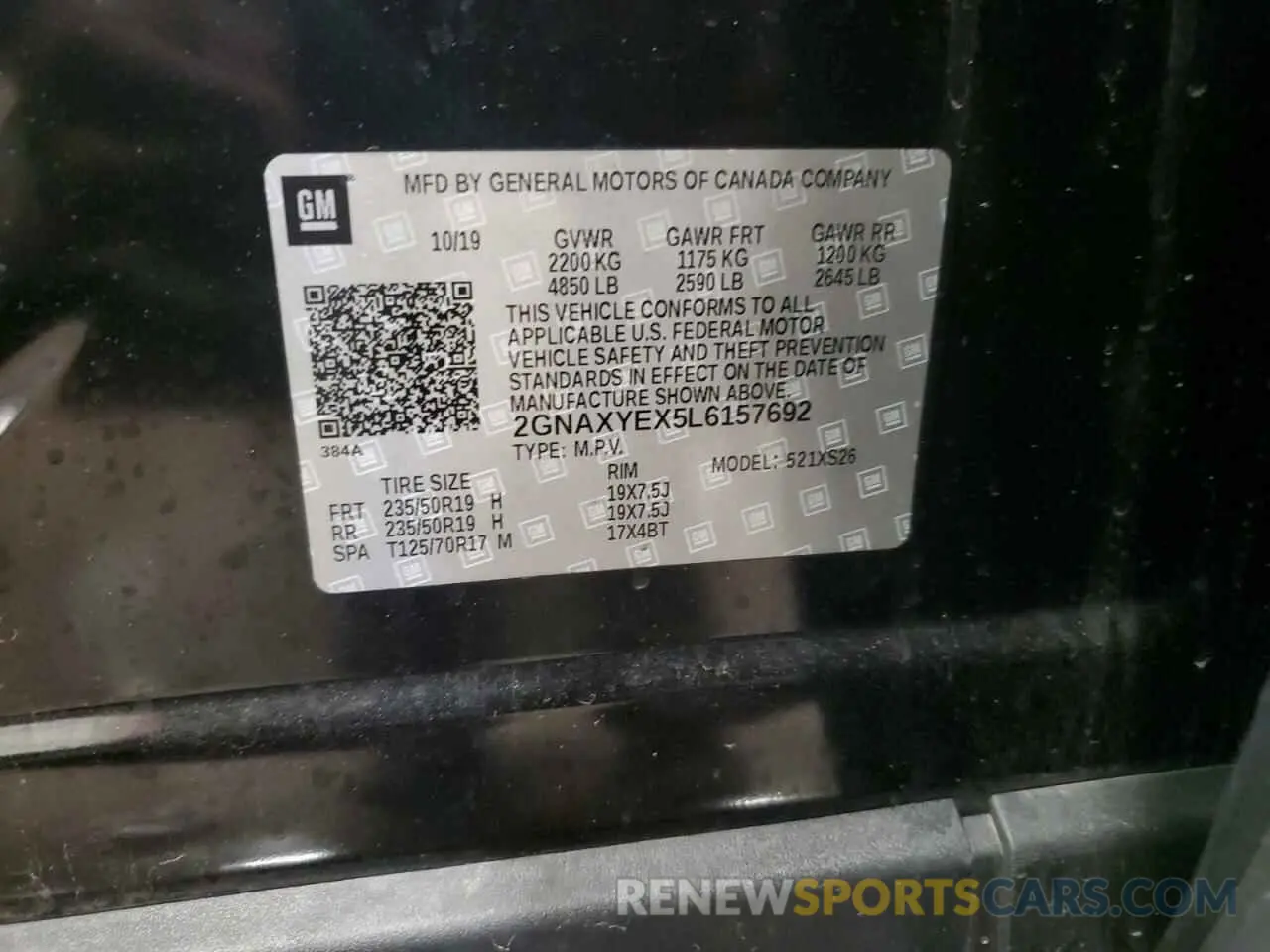 13 Photograph of a damaged car 2GNAXYEX5L6157692 CHEVROLET EQUINOX 2020
