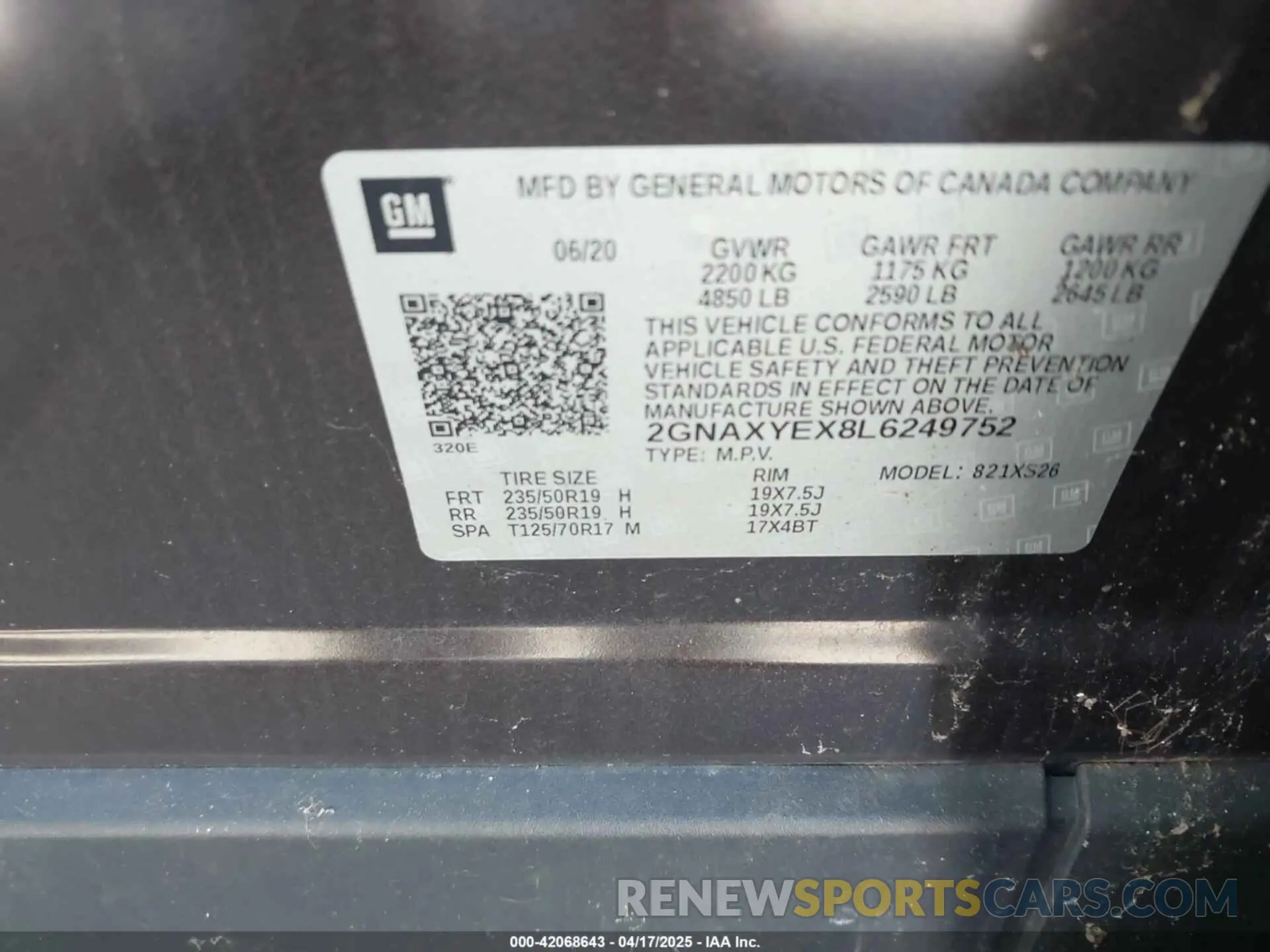 9 Photograph of a damaged car 2GNAXYEX8L6249752 CHEVROLET EQUINOX 2020