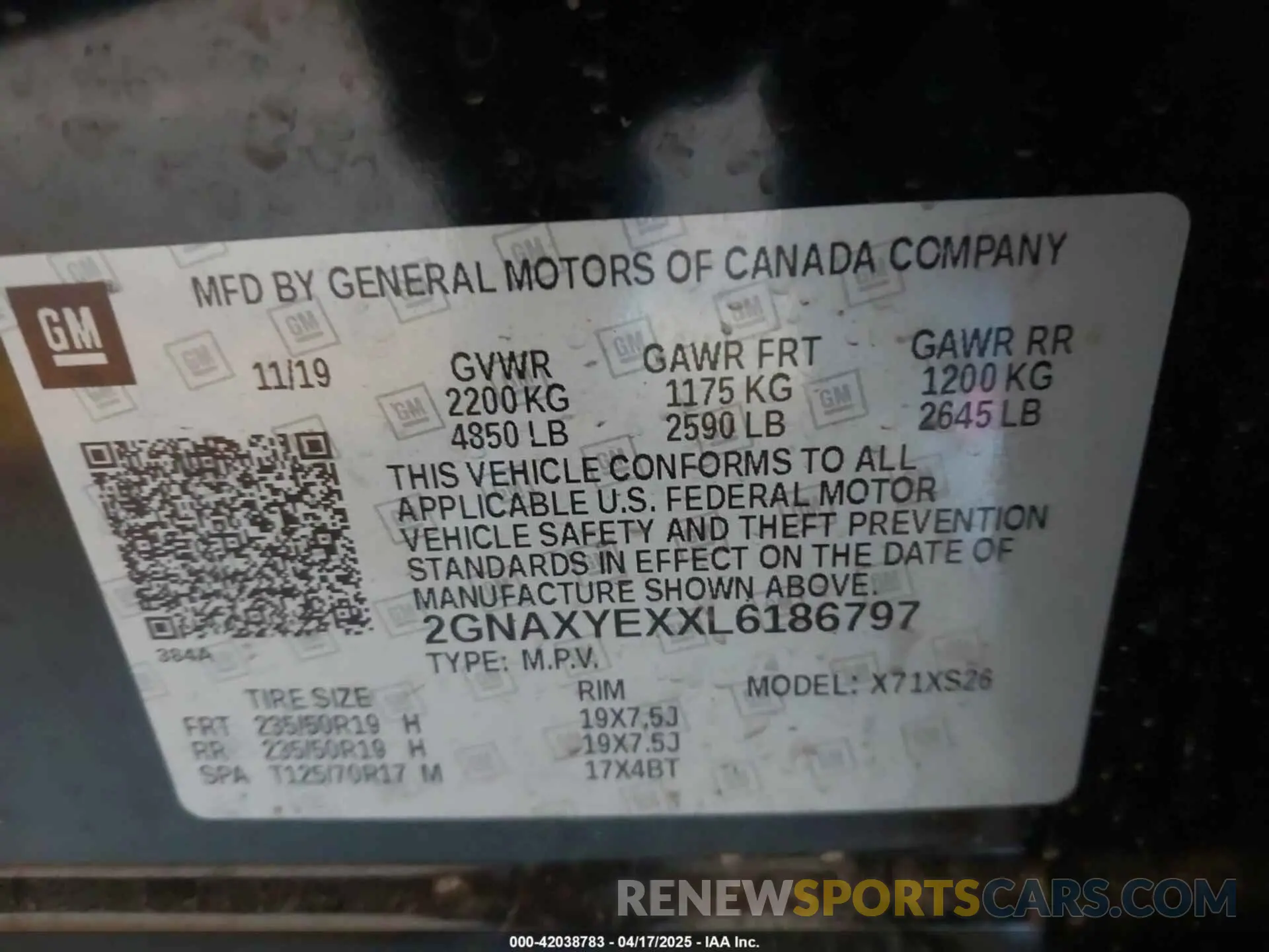 9 Photograph of a damaged car 2GNAXYEXXL6186797 CHEVROLET EQUINOX 2020