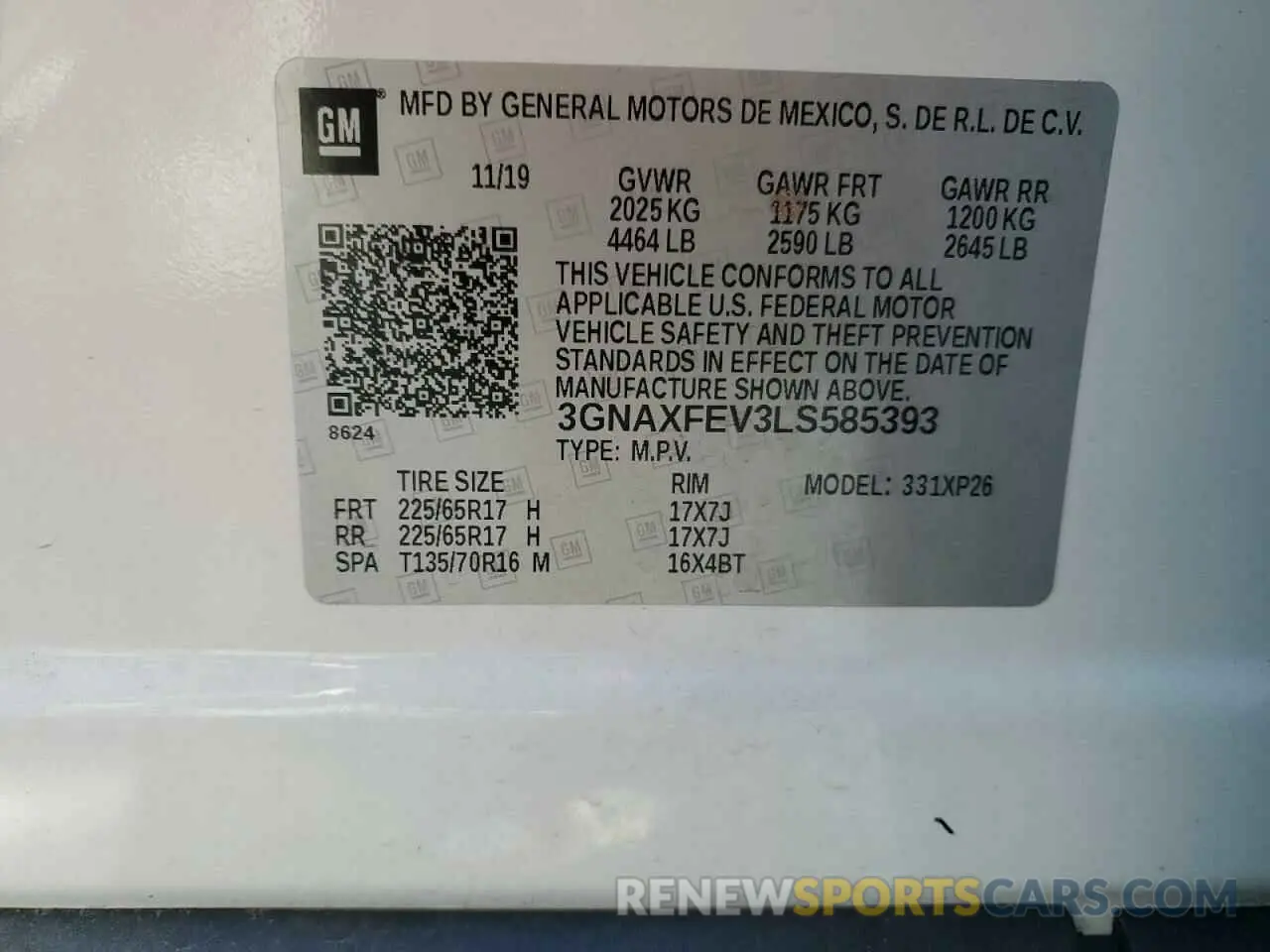 12 Photograph of a damaged car 3GNAXFEV3LS585393 CHEVROLET EQUINOX 2020