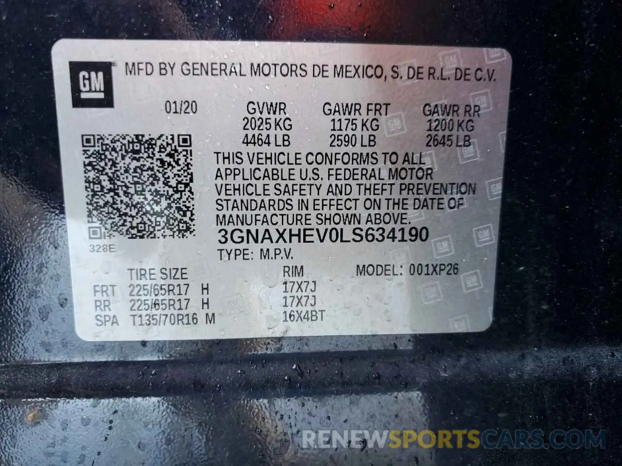 13 Photograph of a damaged car 3GNAXHEV0LS634190 CHEVROLET EQUINOX 2020