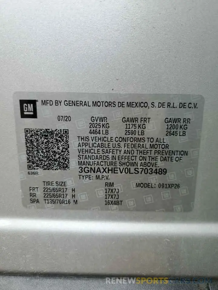 14 Photograph of a damaged car 3GNAXHEV0LS703489 CHEVROLET EQUINOX 2020