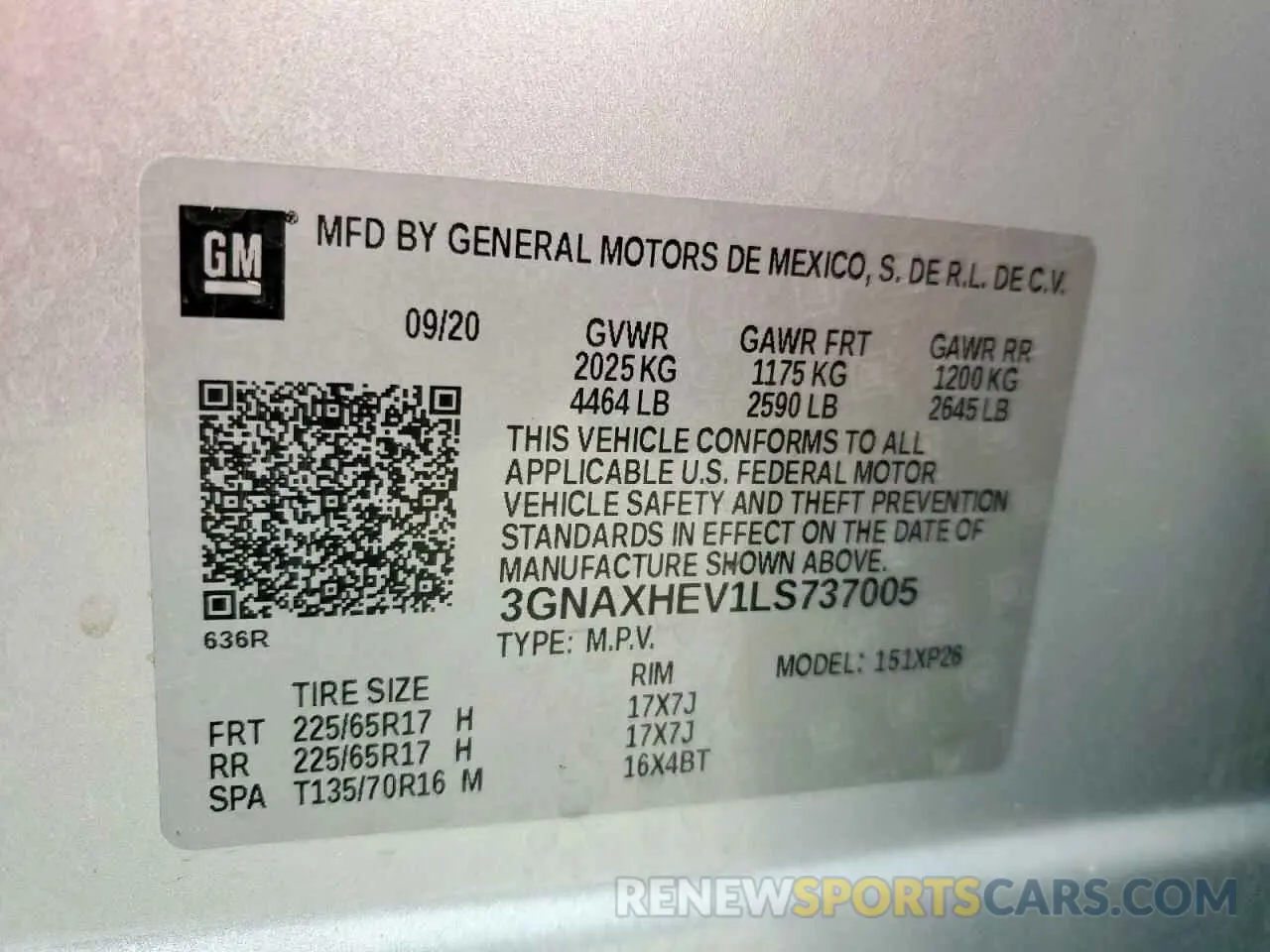 13 Photograph of a damaged car 3GNAXHEV1LS737005 CHEVROLET EQUINOX 2020