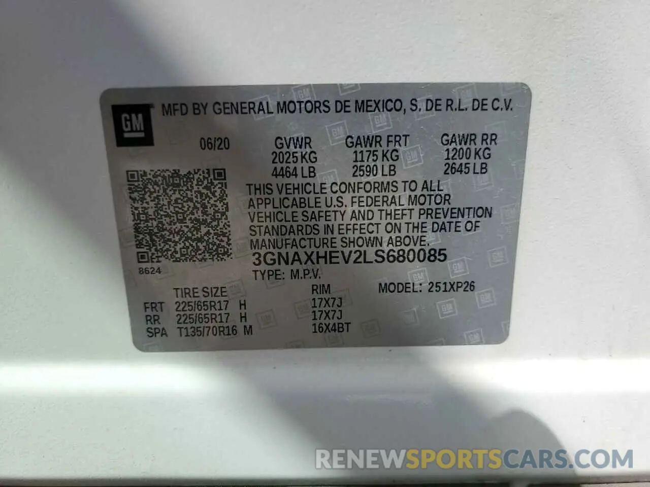 14 Photograph of a damaged car 3GNAXHEV2LS680085 CHEVROLET EQUINOX 2020
