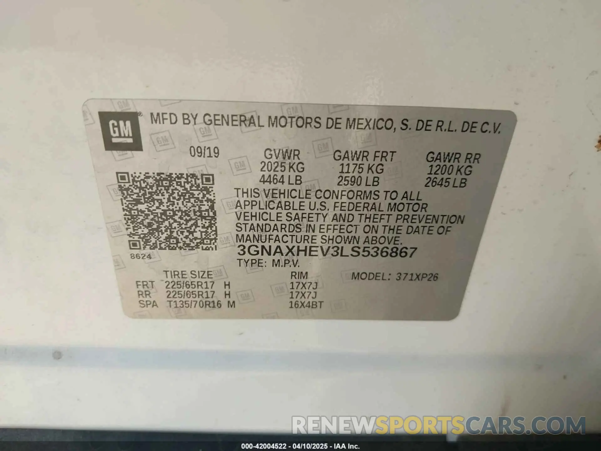 9 Photograph of a damaged car 3GNAXHEV3LS536867 CHEVROLET EQUINOX 2020