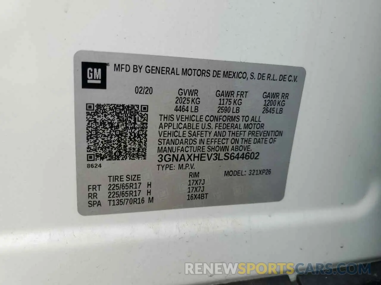 14 Photograph of a damaged car 3GNAXHEV3LS644602 CHEVROLET EQUINOX 2020