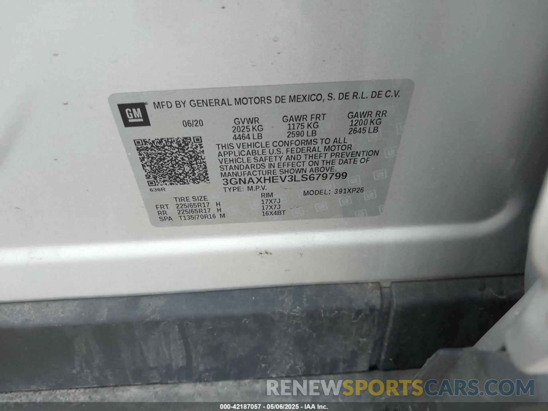 9 Photograph of a damaged car 3GNAXHEV3LS679799 CHEVROLET EQUINOX 2020