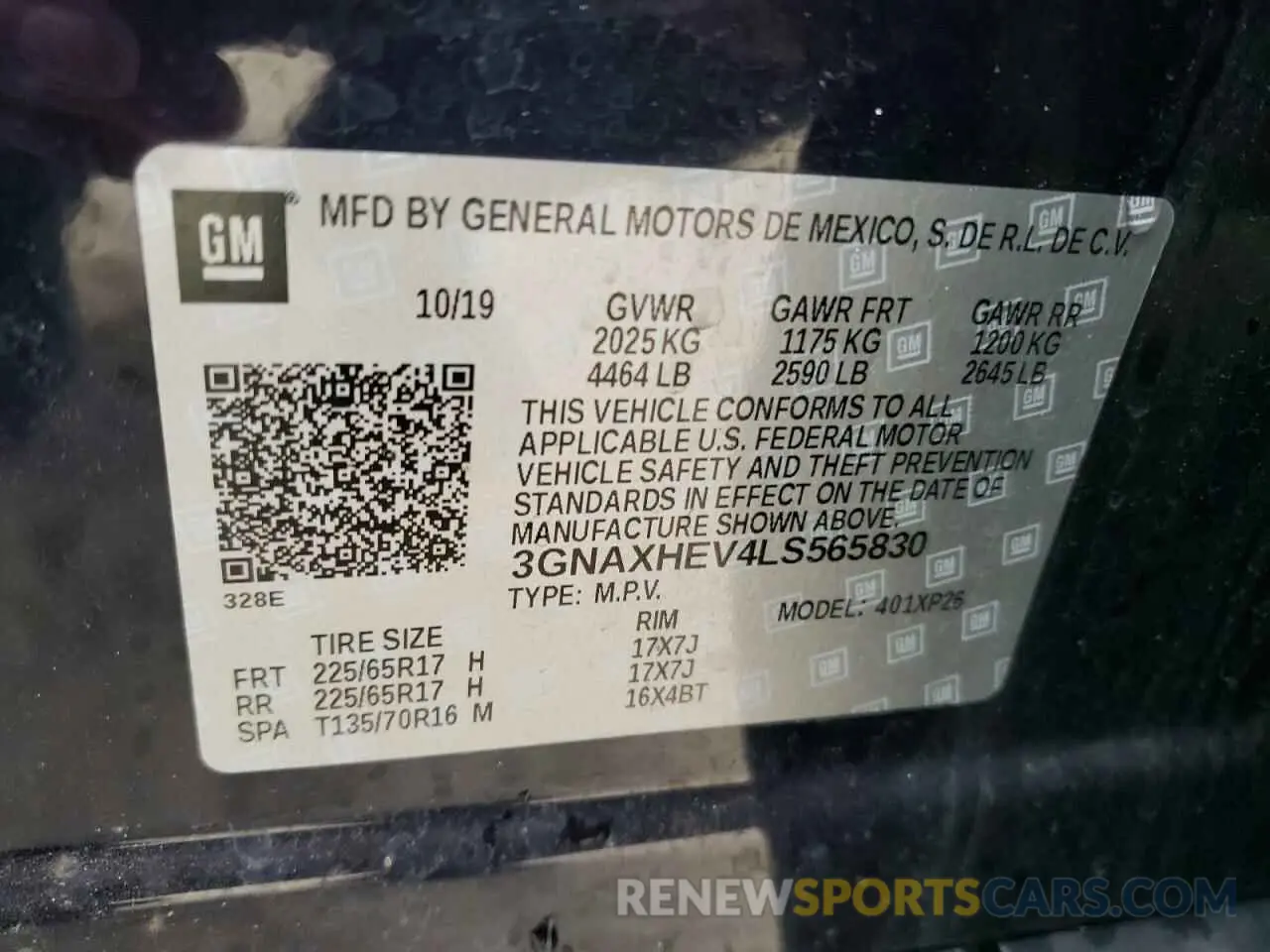 12 Photograph of a damaged car 3GNAXHEV4LS565830 CHEVROLET EQUINOX 2020