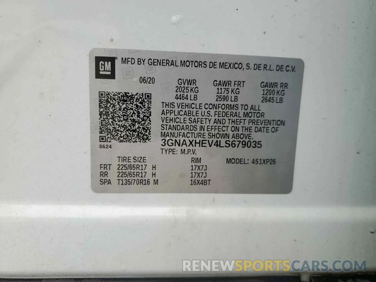 14 Photograph of a damaged car 3GNAXHEV4LS679035 CHEVROLET EQUINOX 2020