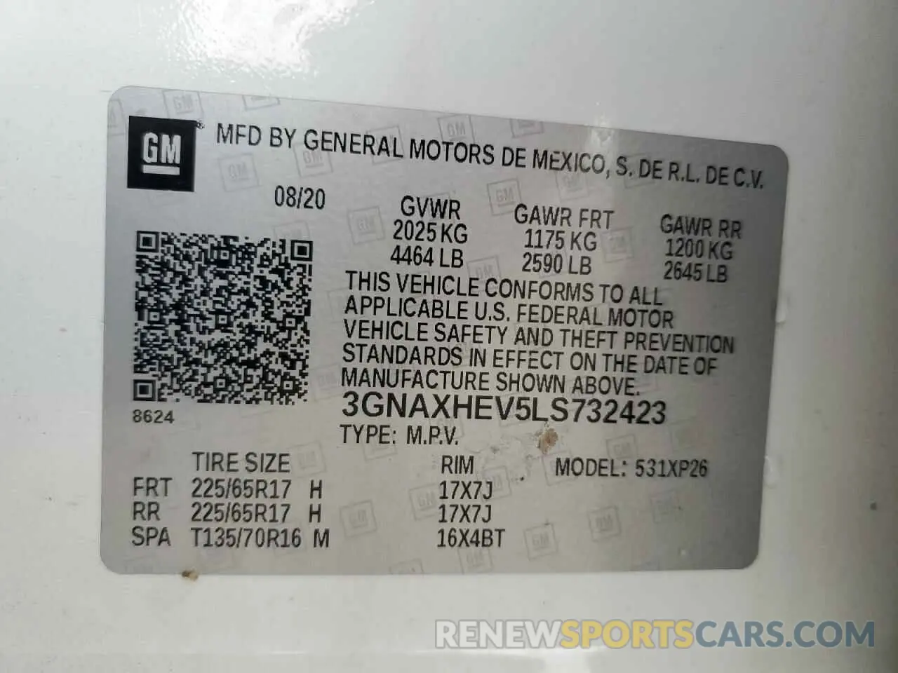 15 Photograph of a damaged car 3GNAXHEV5LS732423 CHEVROLET EQUINOX 2020