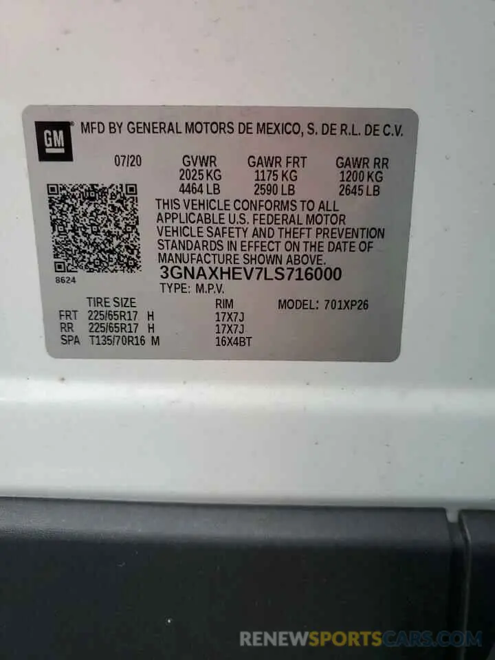 15 Photograph of a damaged car 3GNAXHEV7LS716000 CHEVROLET EQUINOX 2020