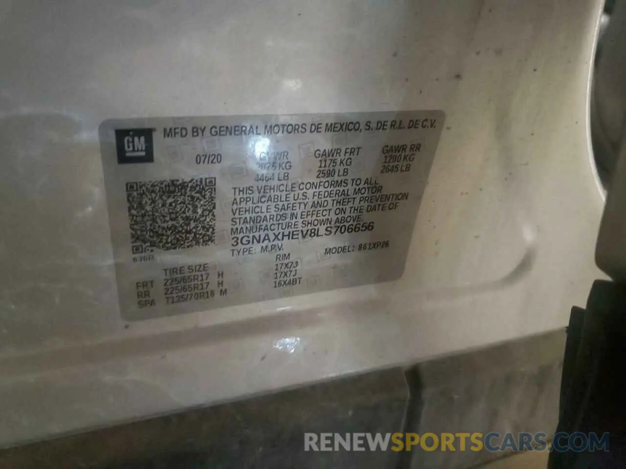 13 Photograph of a damaged car 3GNAXHEV8LS706656 CHEVROLET EQUINOX 2020