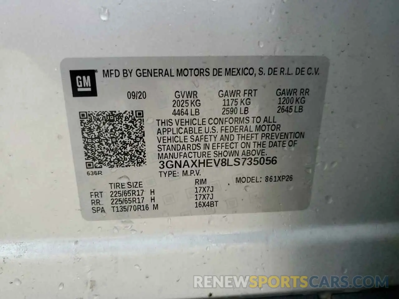 13 Photograph of a damaged car 3GNAXHEV8LS735056 CHEVROLET EQUINOX 2020