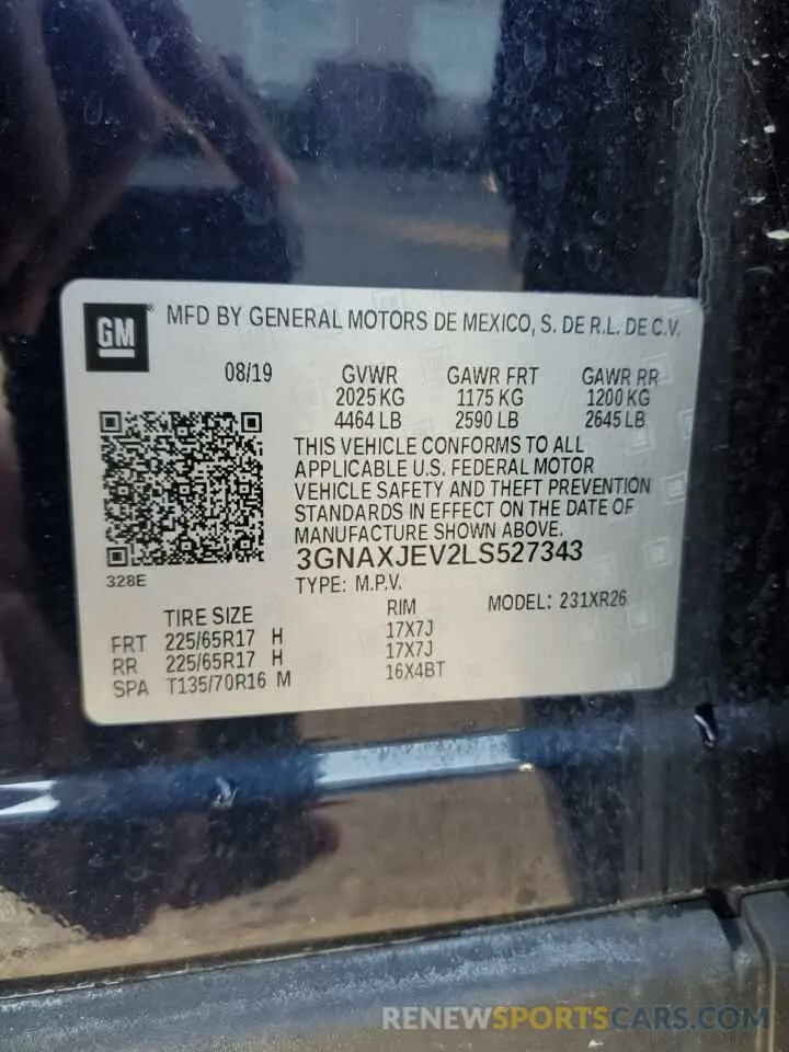 13 Photograph of a damaged car 3GNAXJEV2LS527343 CHEVROLET EQUINOX 2020
