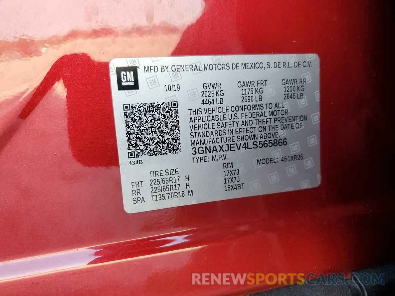 13 Photograph of a damaged car 3GNAXJEV4LS565866 CHEVROLET EQUINOX 2020