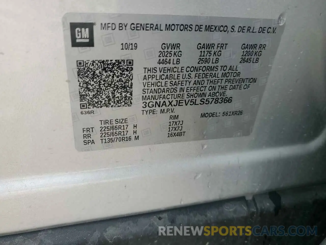 13 Photograph of a damaged car 3GNAXJEV5LS578366 CHEVROLET EQUINOX 2020
