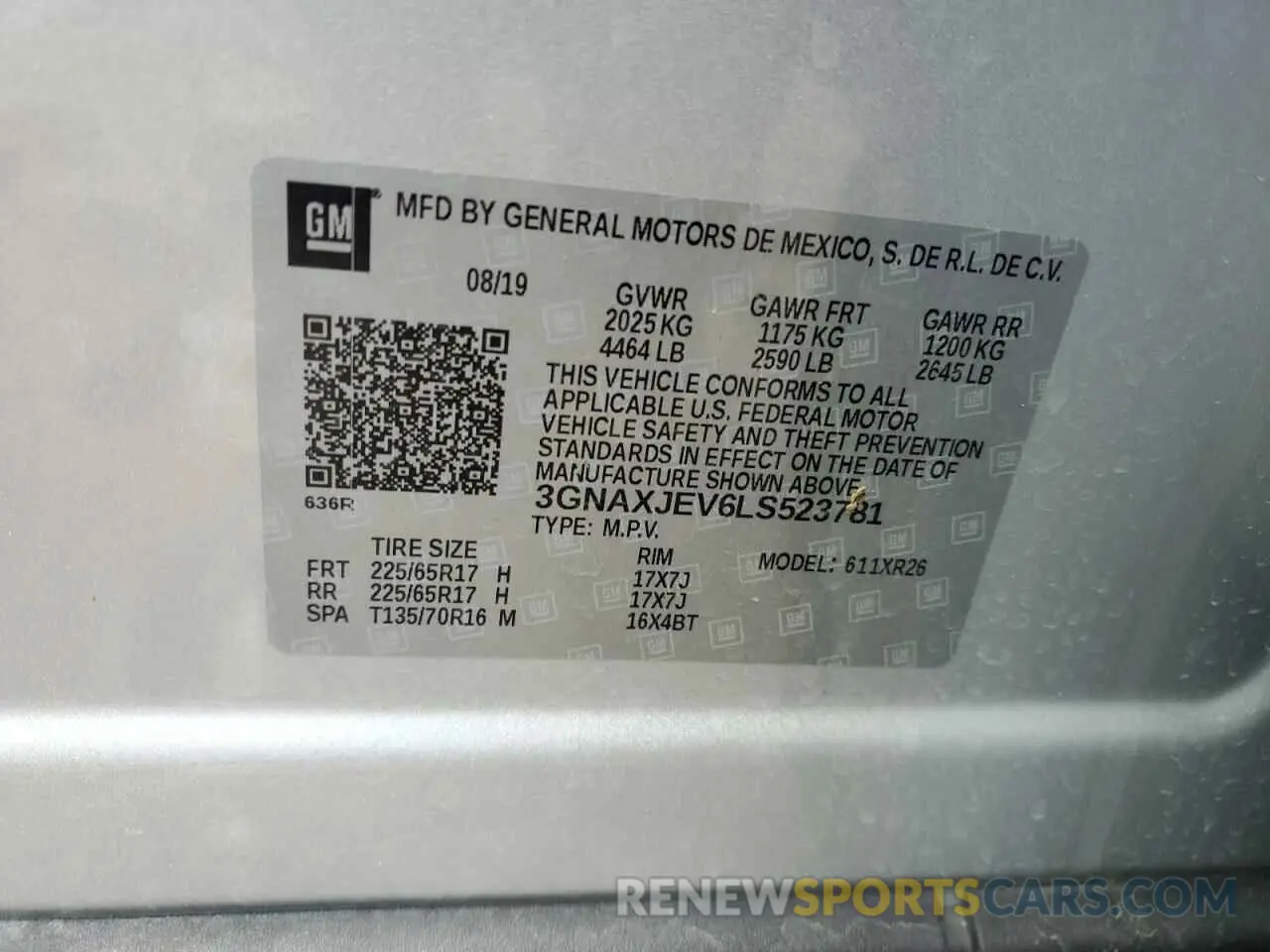 12 Photograph of a damaged car 3GNAXJEV6LS523781 CHEVROLET EQUINOX 2020