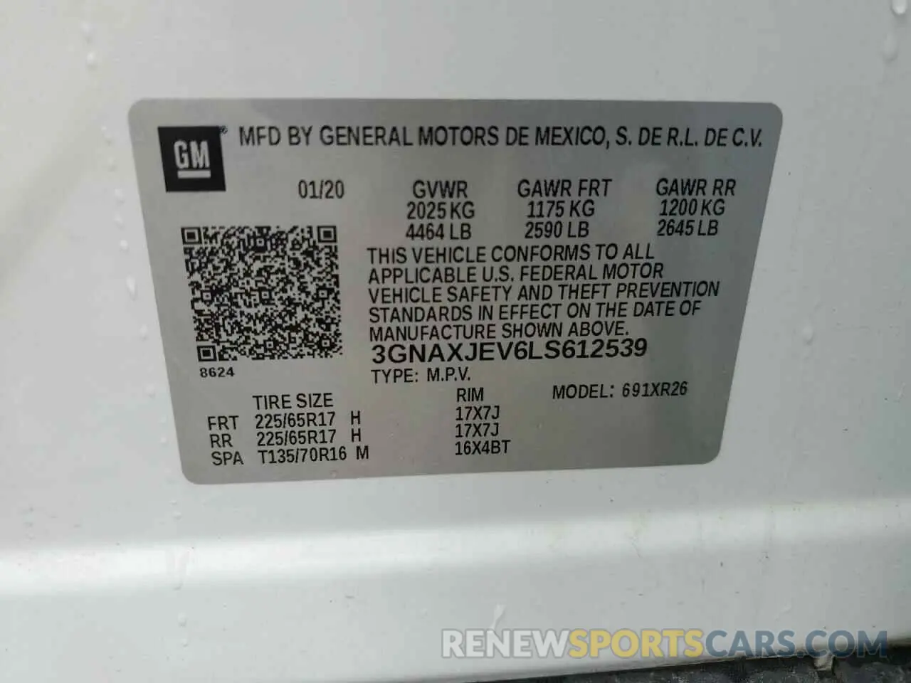 12 Photograph of a damaged car 3GNAXJEV6LS612539 CHEVROLET EQUINOX 2020