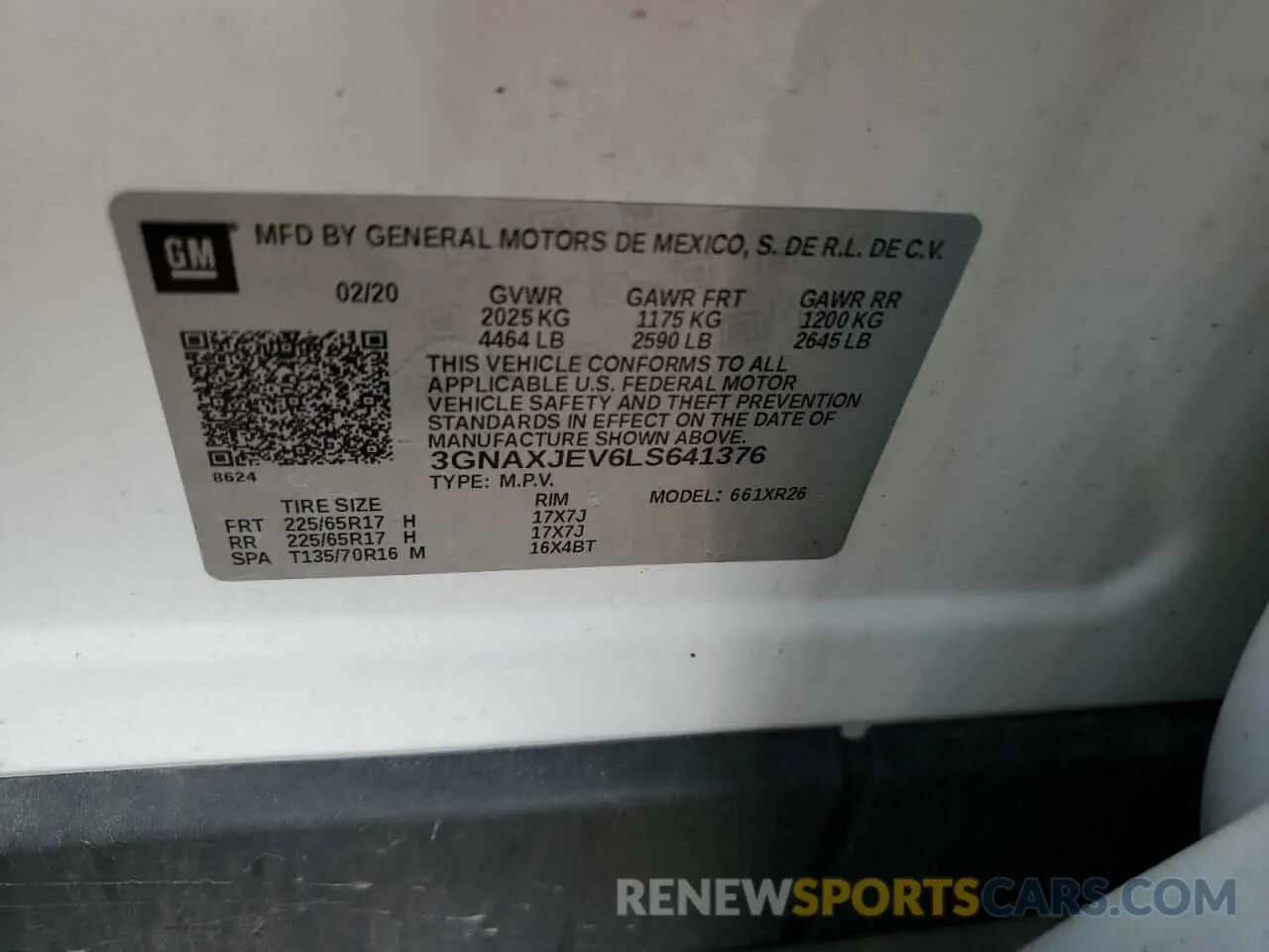 12 Photograph of a damaged car 3GNAXJEV6LS641376 CHEVROLET EQUINOX 2020
