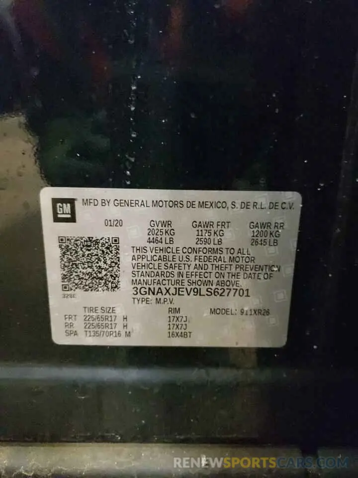 13 Photograph of a damaged car 3GNAXJEV9LS627701 CHEVROLET EQUINOX 2020